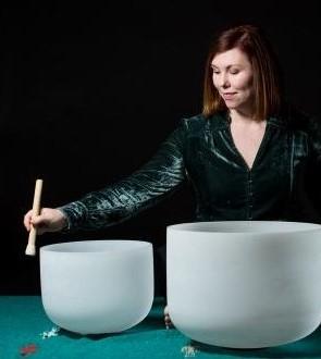 Mary Kate McGetrick plays quartz singing bowls.